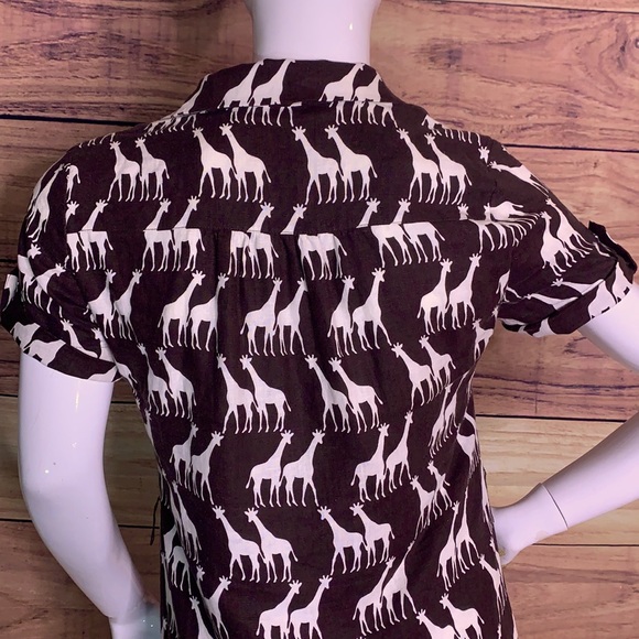 —-S0LD on MERC—-KATE SPADE GIRAFFES PATTERN LOOSE FIT SHORT SHIRT TOP DRESS - Picture 7 of 16